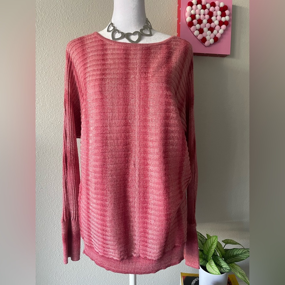 New York & Co Women’s Drop Shoulder Long Sleeve Ribbed textured Blouse - Sz L